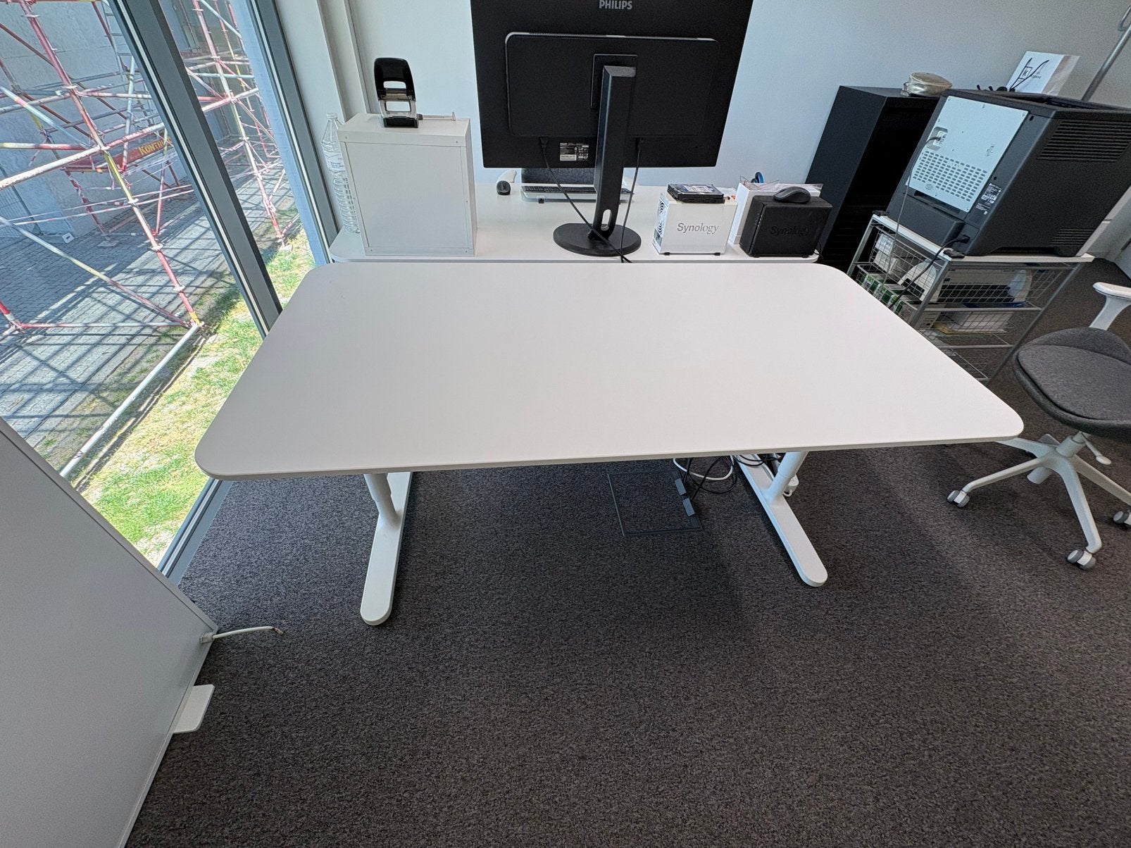 Bekant bureel 160/80 cm, wit, Huis en Inrichting, Ophalen, 180 cm, In hoogte verstelbaar, Zo goed als nieuw
