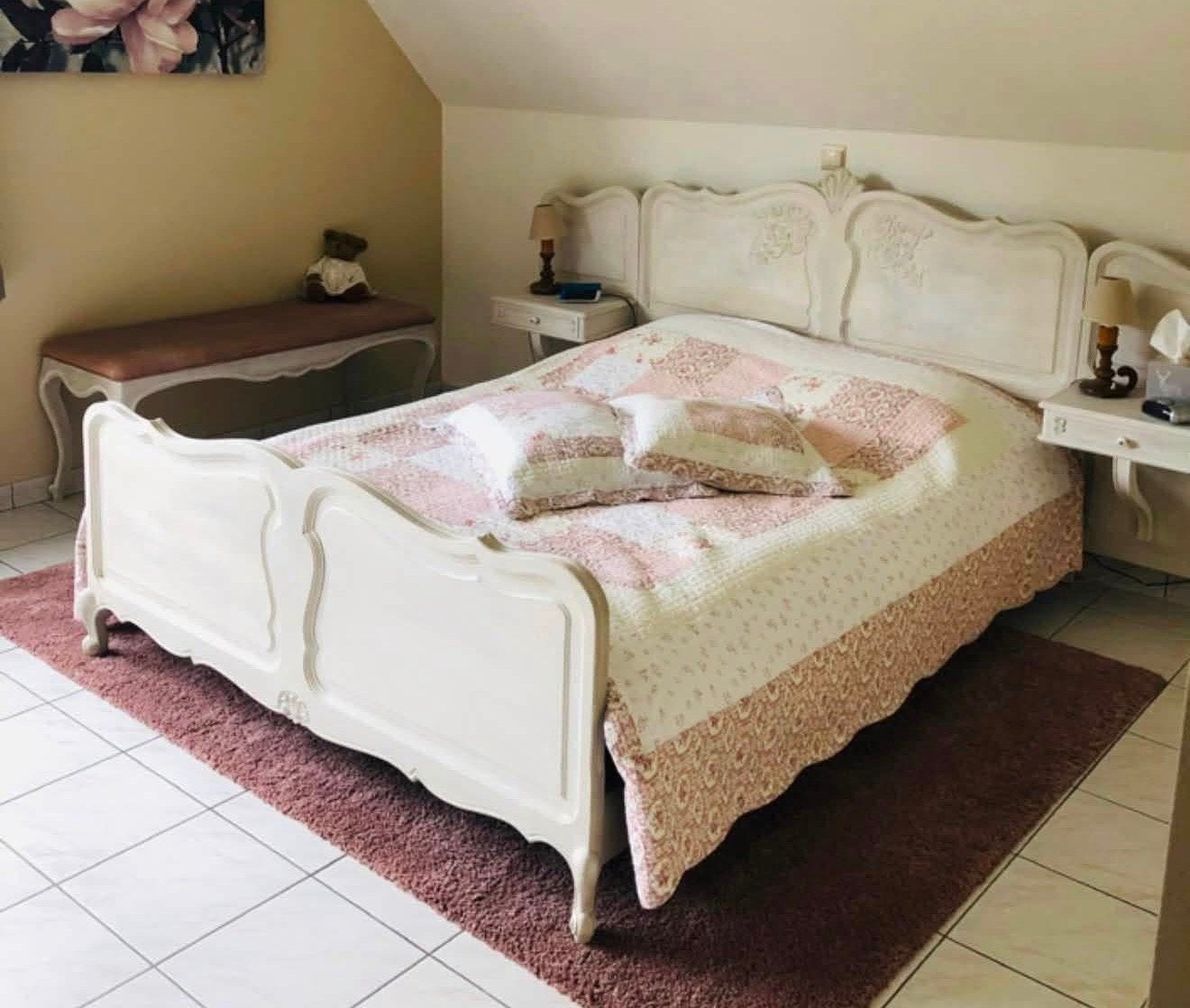 Ancien lit en bois / sommiers / matelas 140 cm, Enlèvement ou Envoi, 140 cm, Utilisé, 200 cm