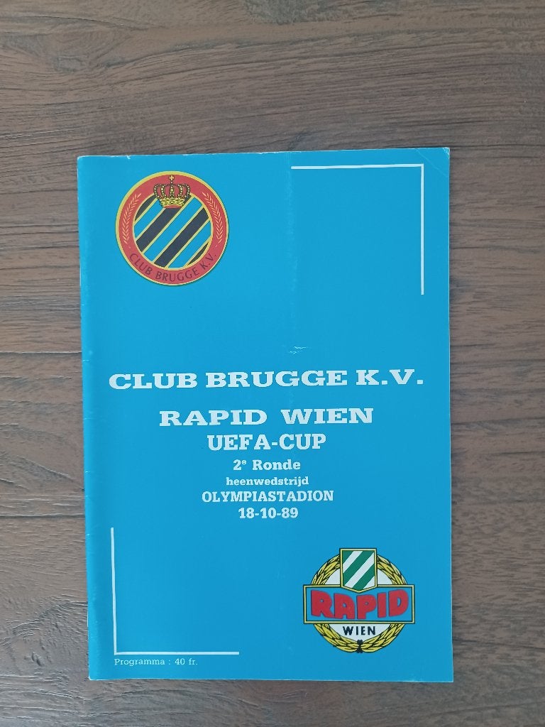 EUROPEES PROGRAMMABOEKJE CLUB BRUGGE – RAPID WIEN, Verzamelen, Ophalen of Verzenden, Zo goed als nieuw, Boek of Tijdschrift