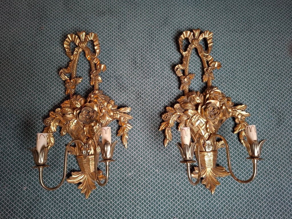 2 armaturen amplique met bladgoud, Antiek en Kunst, Ophalen