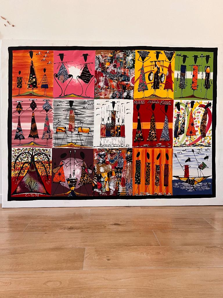 Grand tableau africain original – Sénégal (Gorée), Antiek en Kunst, Kunst | Niet-Westerse kunst, Ophalen