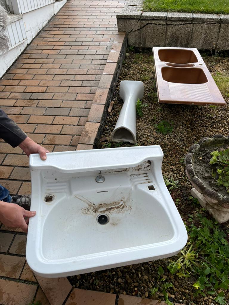 Uitgietbak, lavabo op voet, Doe-het-zelf en Bouw, Ophalen, Gebruikt
