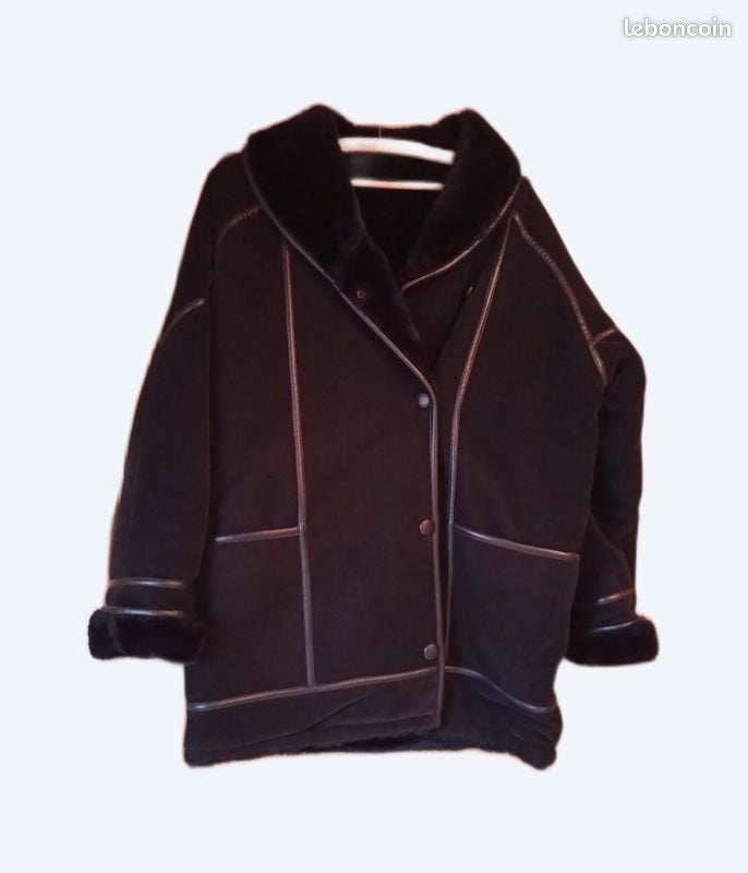 Veste en daim doublée fourrure et réversible, Vêtements | Femmes, Enlèvement, Noir