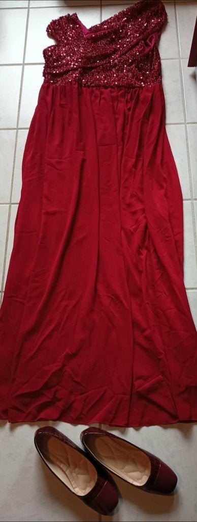 avondjurk met glitter bovenaan NIEUW met schoenen ook NIEUW, Kleding | Dames, Ophalen of Verzenden, Nieuw, Maat 46/48 (XL) of groter