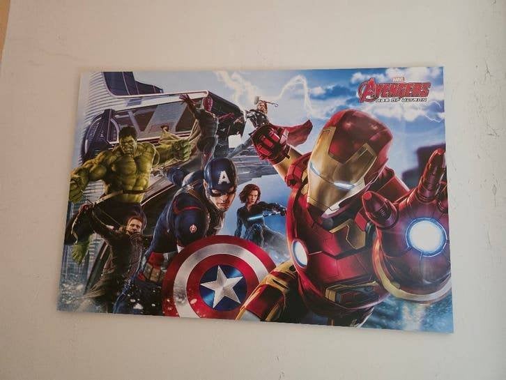 Marvel poster te koop, Ophalen, Rechthoekig Liggend, Zo goed als nieuw, Canvas of Doek