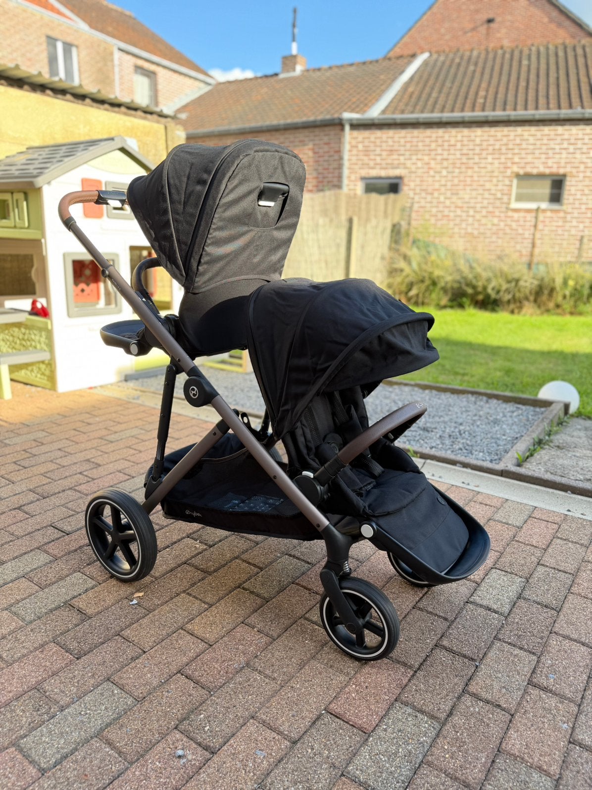 Poussette double/duo Cybex Gazelle S Châssis Taupe&2 Assises, Enlèvement, Comme neuf