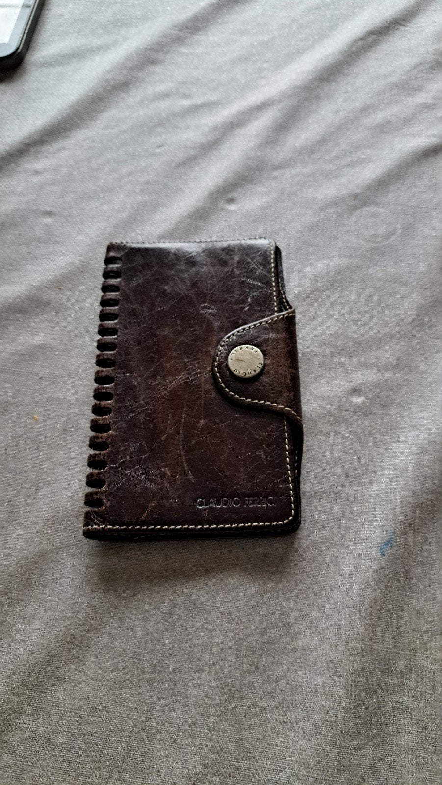 bruin lederen agendahouder claudio ferrici 15cm.op.9 cm, Handtassen en Accessoires, Ophalen of Verzenden, Bruin