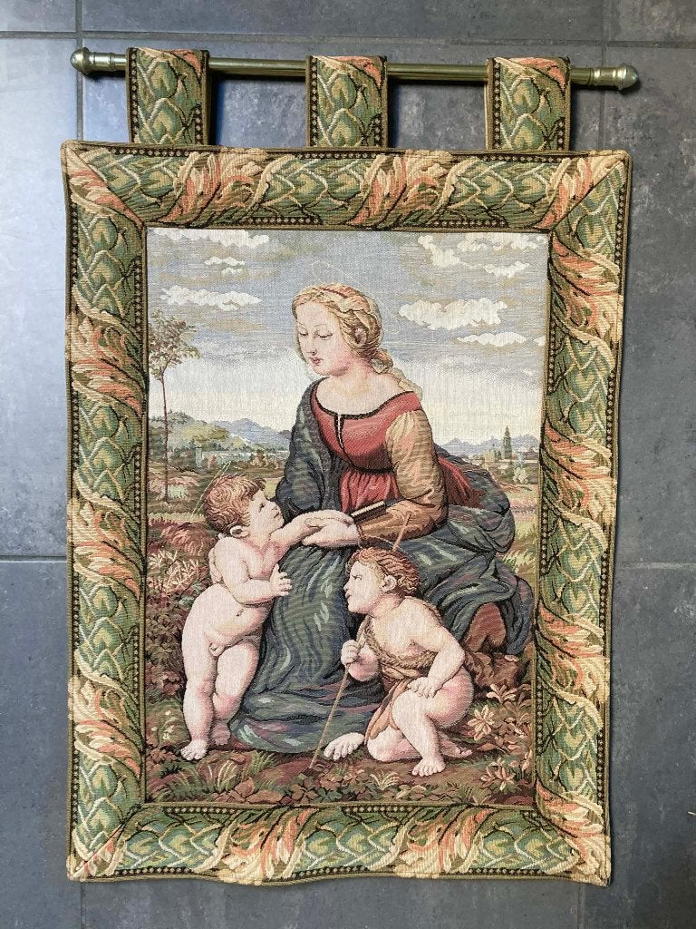 Wandtapijt Maria met Kind Jezus (64 op 43 cm), Antiek en Kunst, Ophalen of Verzenden