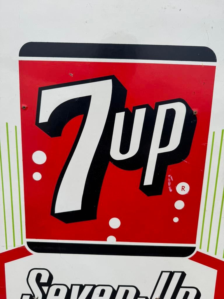 Vintage Seven-Up 7up reclamebord, Verzamelen, Ophalen of Verzenden, Gebruikt, Reclamebord