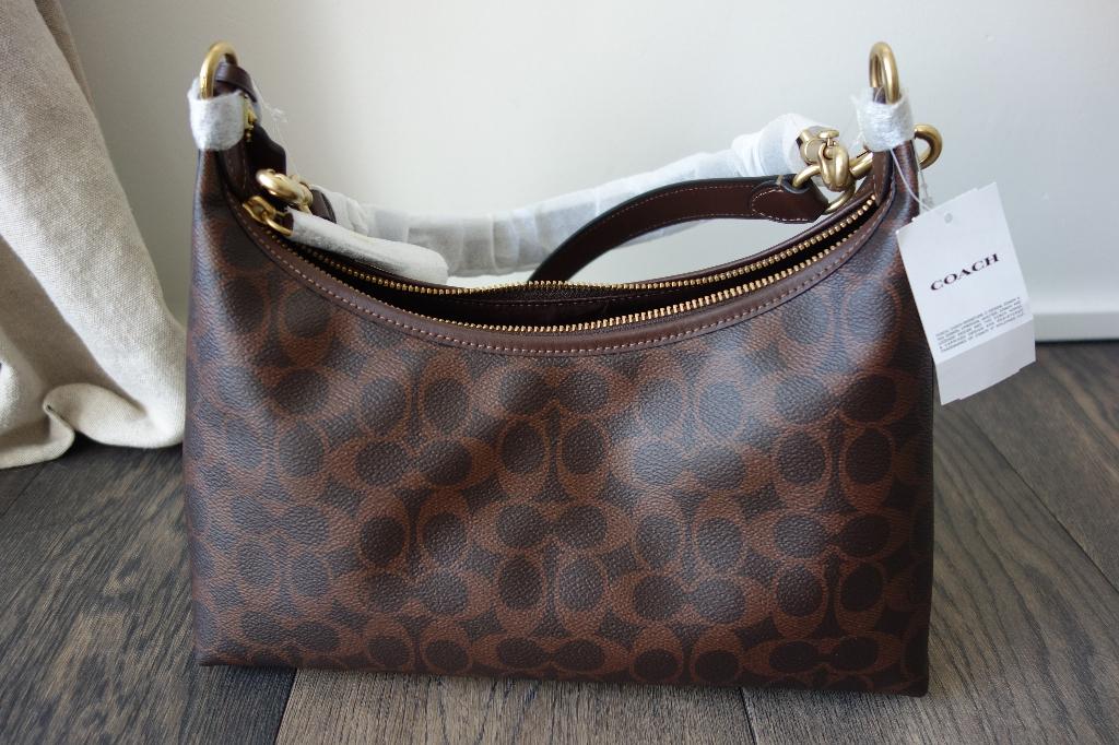 Sac "Juliet" brun en toile enduite et cuir "COACH", Envoi, Neuf, Brun
