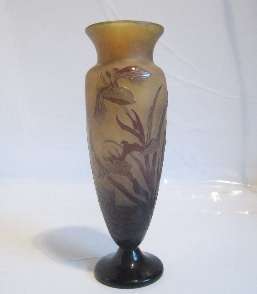 Vase art nouveau ancien verre camée, Emile Gallé, vers 1900, Envoi