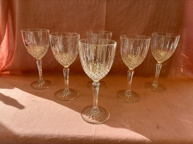 6 magnifiques verres en cristal sur socle., Antiquités & Art, Enlèvement ou Envoi