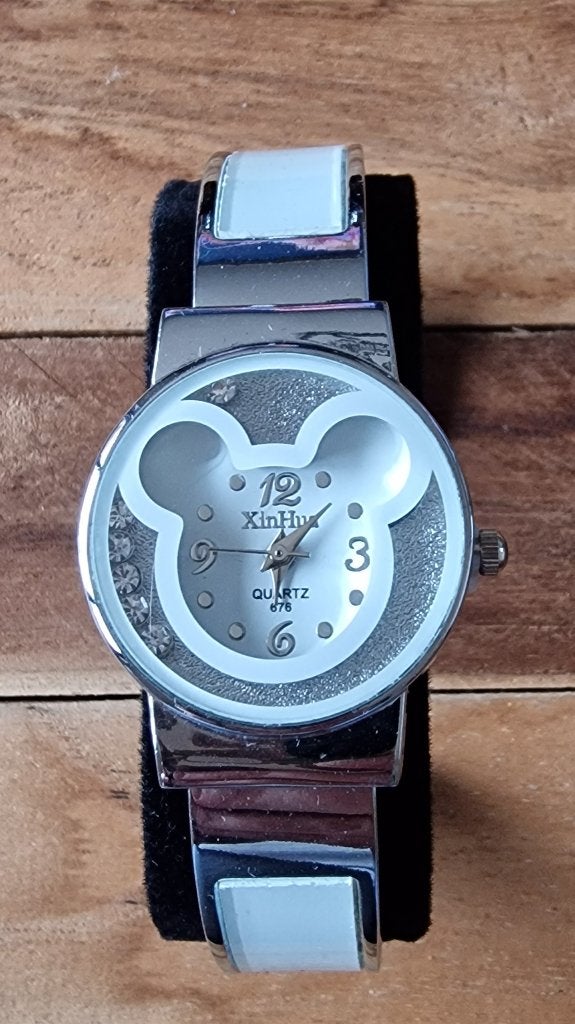 Horloge Mickey Mouse wit, Ophalen of Verzenden, Mickey Mouse, Nieuw, Overige typen