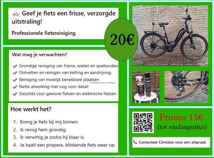 Grondige fietsreiniging, Snelservice, Fietsreparatie
