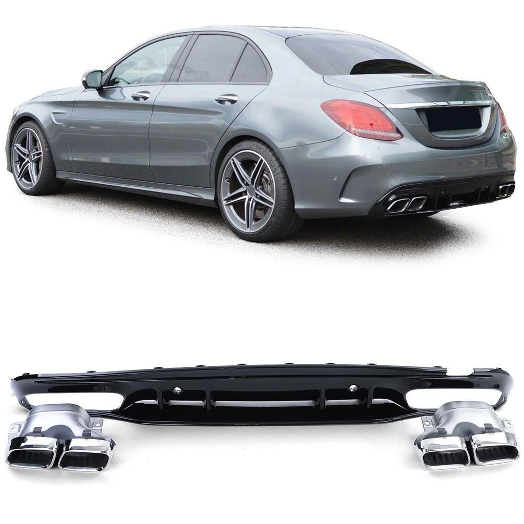 Diffuser C63 AMG Look Voor MB C Klasse W205 Facelift 4 x uit, Envoi