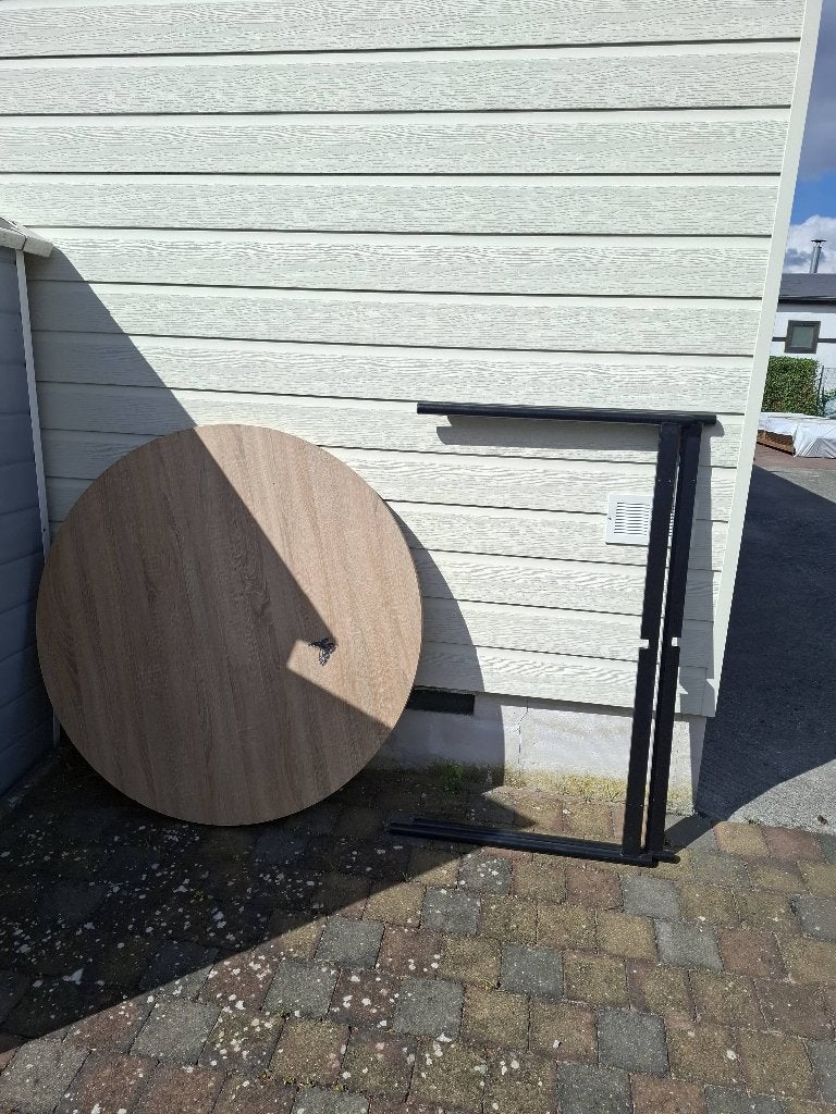 Table ronde + 4 chaises, Maison & Meubles, Brun, Enlèvement, Utilisé, Bois