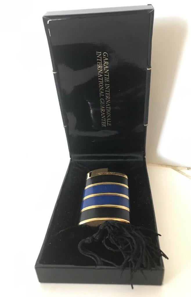 Rare Briquet Vintage YSL - Bleu & Noir avec étui, Collections, Enlèvement, Comme neuf, Briquet