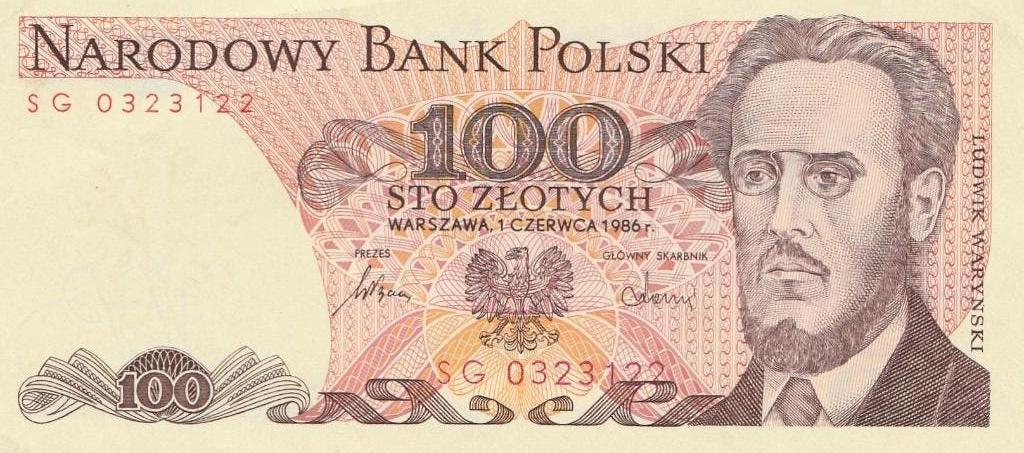 Bank Polski 100 zlotych 1986 unc, Enlèvement, Pologne, Billets en vrac