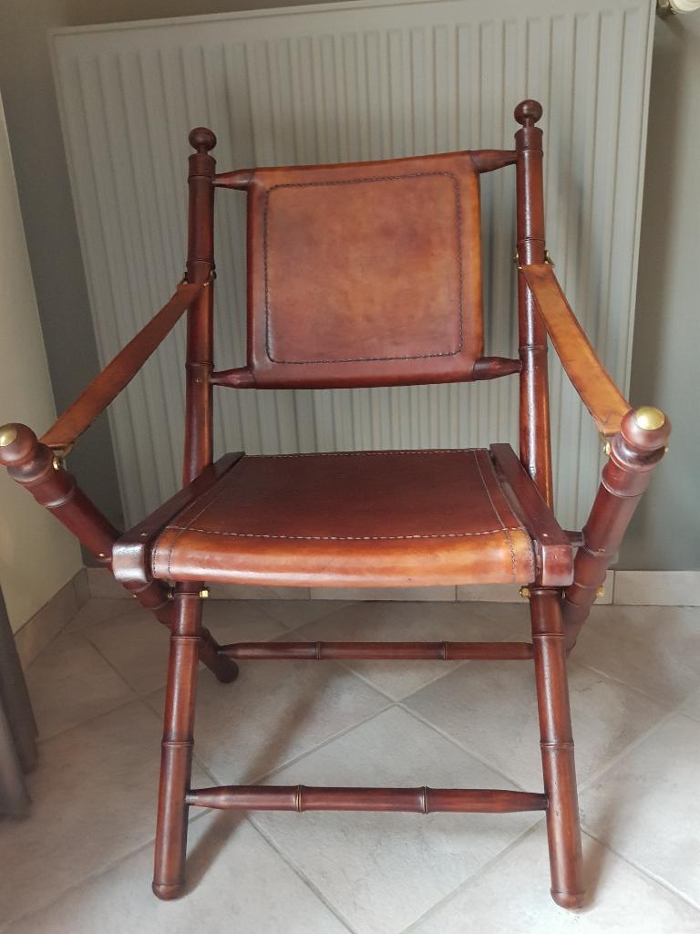 Vintage lederen officiersstoel, Ophalen, Gebruikt, Leer, Vintage