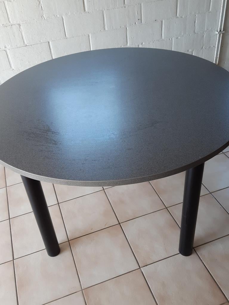Keukentafel diameter 120 CM met krasvrij blad, zwarte poten, Huis en Inrichting, Ophalen