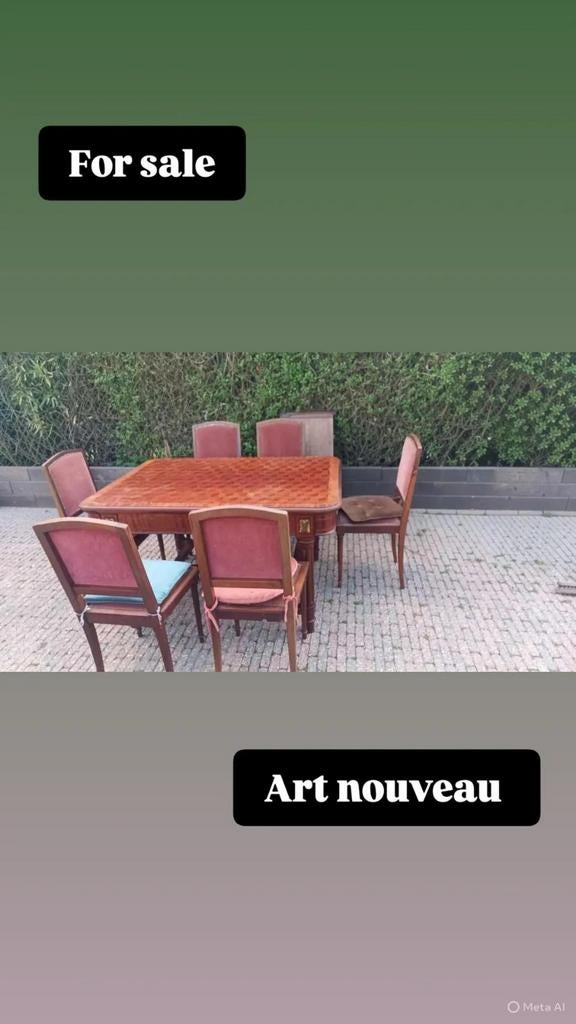 Table à manger et 6 chaises. Style Empire 1930, Antiquités & Art, Antiquités | Meubles | Tables, Enlèvement
