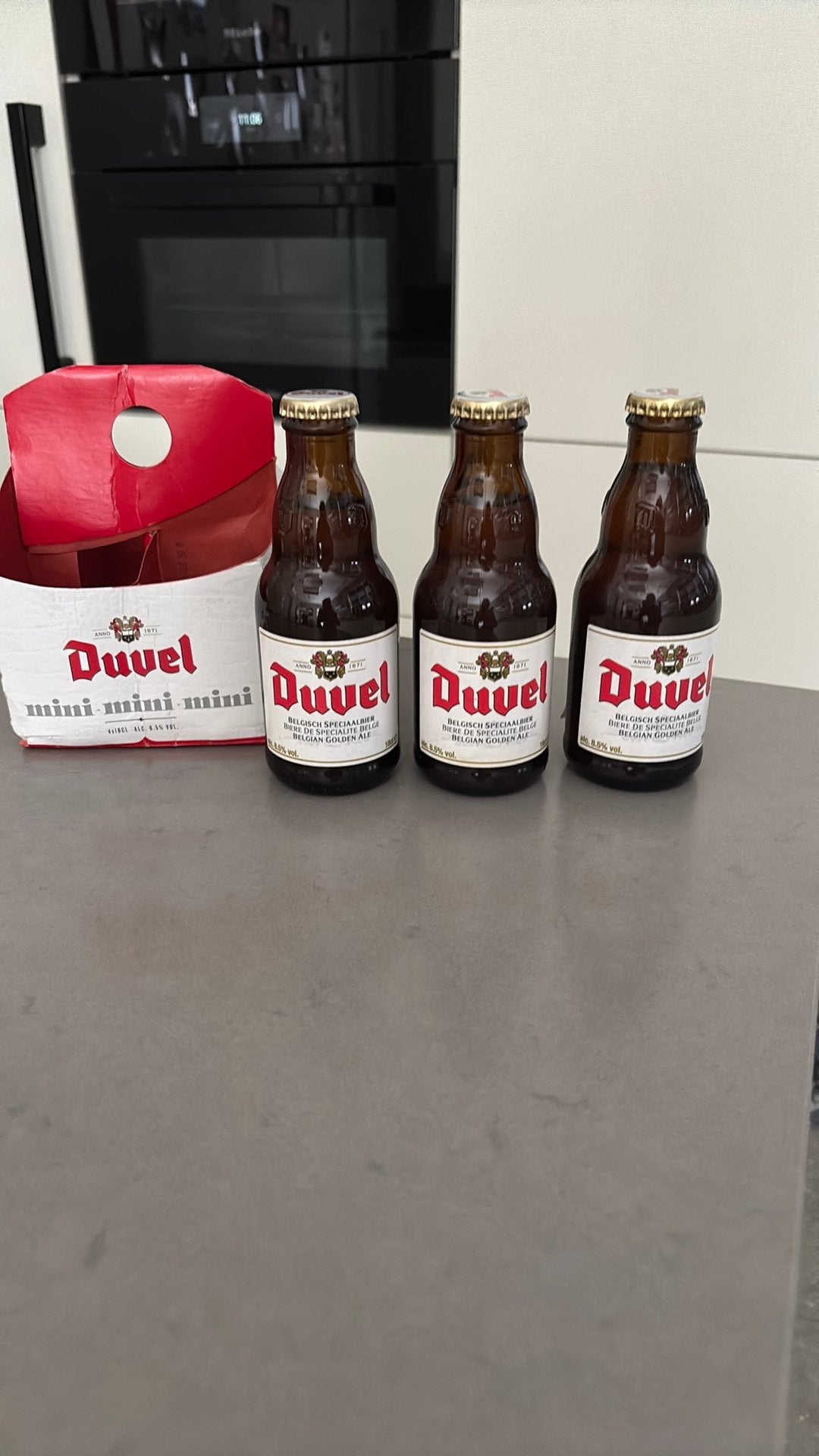 Duvel mini mini 18cl 3stuks, Ophalen of Verzenden, Zo goed als nieuw, Duvel