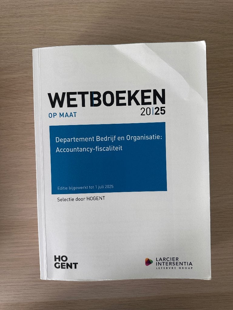 Wetboek Department Bedrijf & Organisatie 2025 | HOGENT, Ophalen, Overige vakken, Larcier Intersentia, Zo goed als nieuw