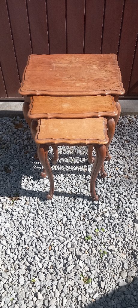 Tables gigognes style Louis XV en chêne, Minder dan 55 cm, Gebruikt, Rechthoekig, Louis XV