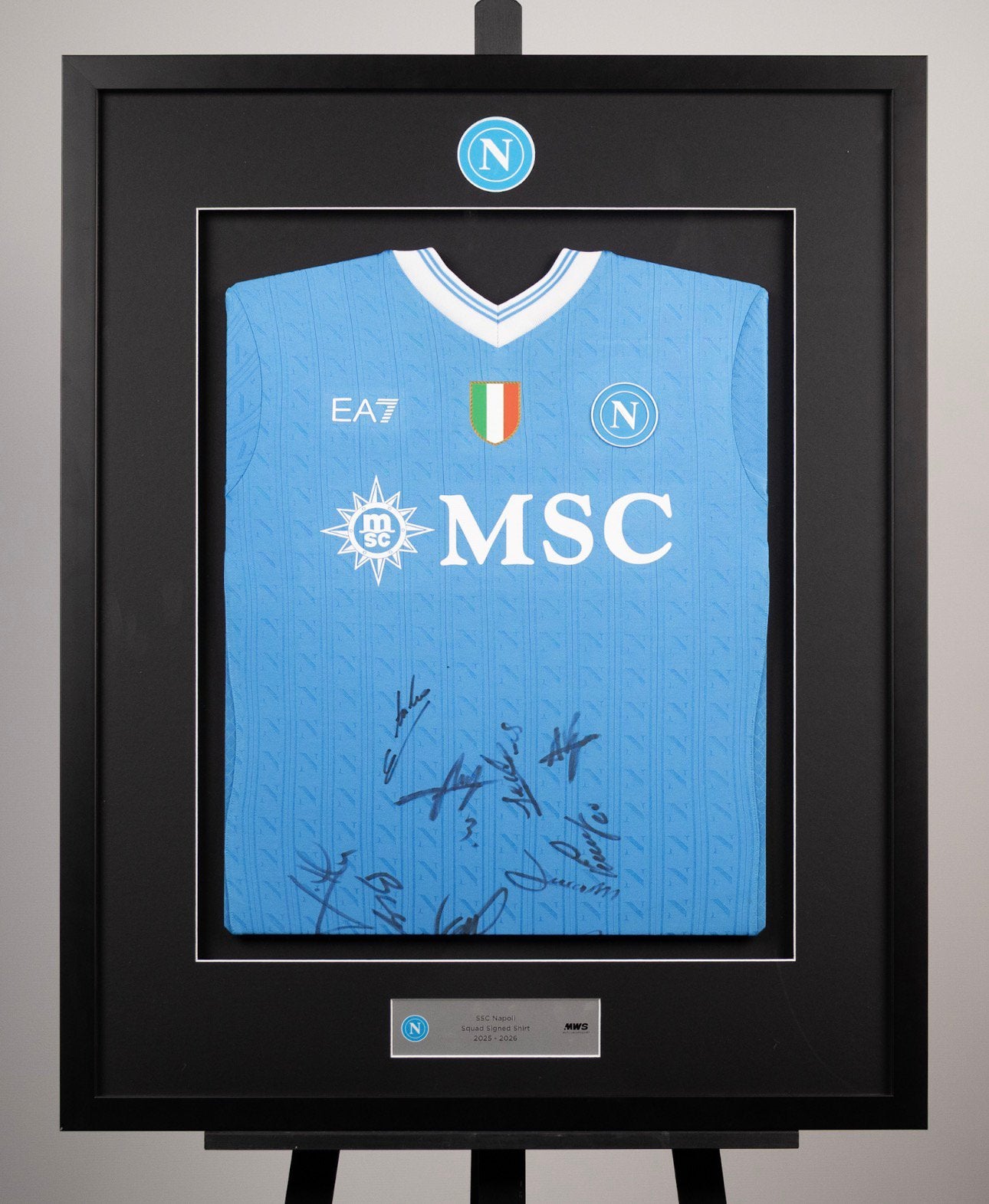 Napoli gesigneerd shirt 2025/2026 ingelijst, Verzamelen, Ophalen of Verzenden, Nieuw, Shirt