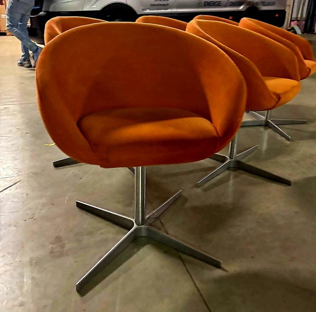 6 chaises design vintage orange 60, Enlèvement ou Envoi
