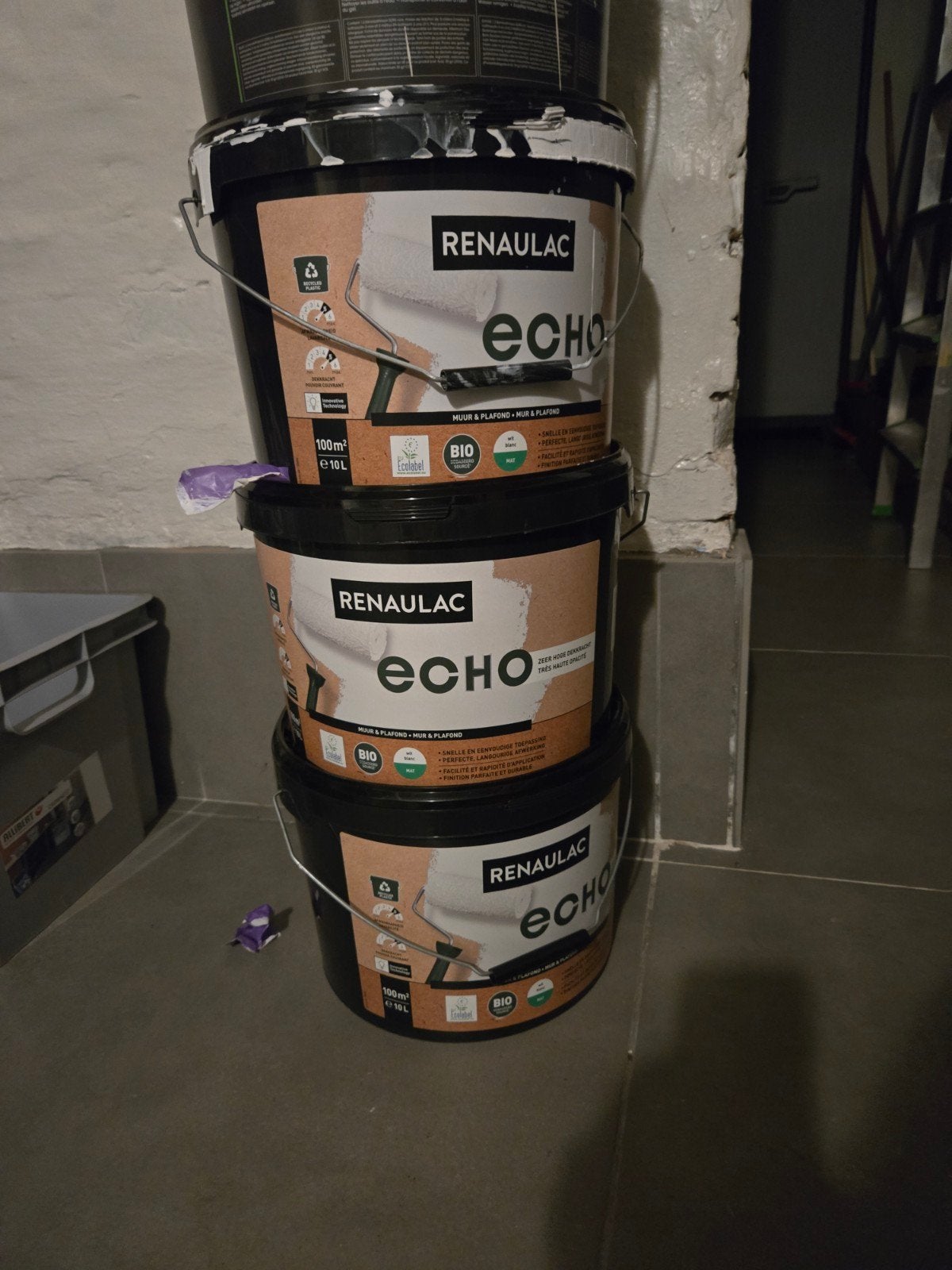 renaulac wit 3 potten, Doe-het-zelf en Bouw, Verf, Beits en Lak, Ophalen, Wit