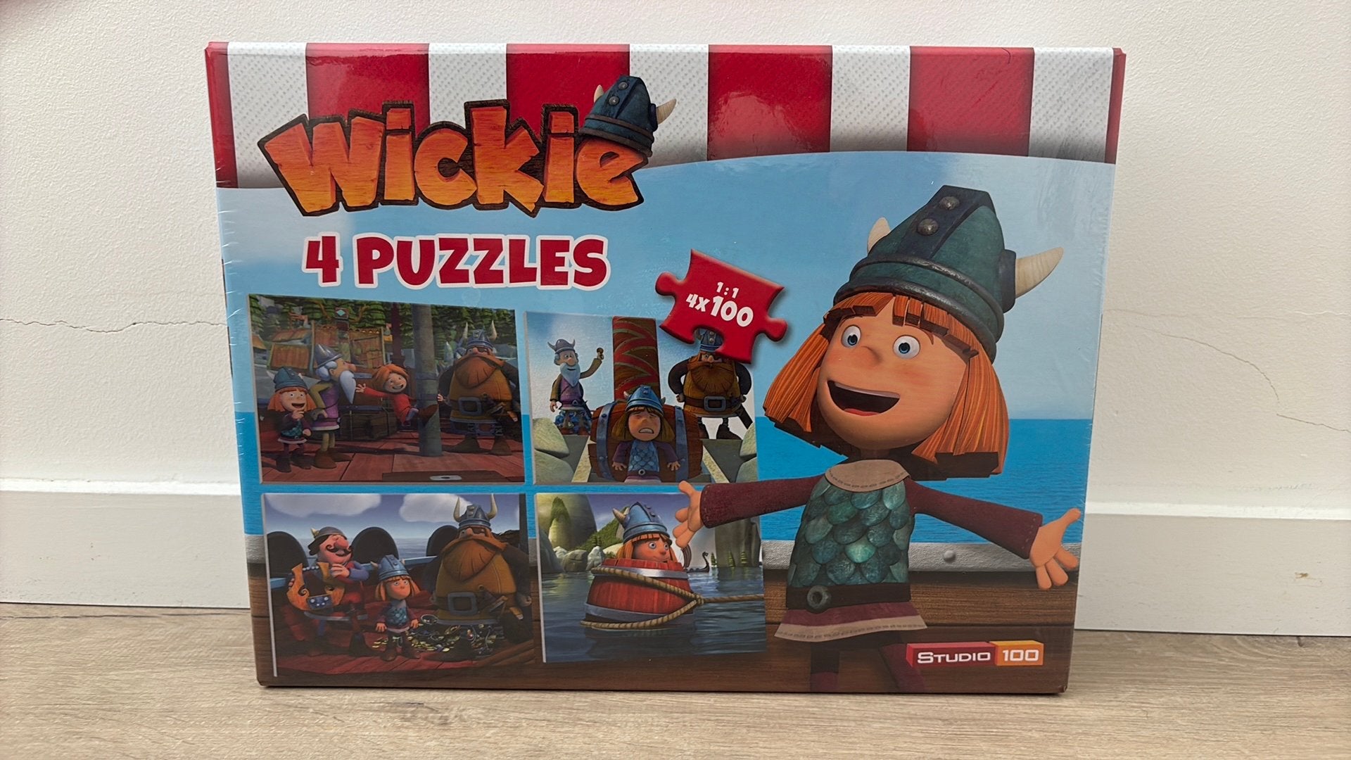 Wickie 4 puzzels 100 stuks, Ophalen, Minder dan 500 stukjes, Nieuw, Legpuzzel