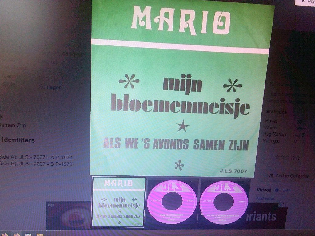 gezocht de vinyl single van mario - mijn bloemenmeisje, Cd's en Dvd's, Gebruikt, Fotohoes, 7 inch, Ophalen of Verzenden