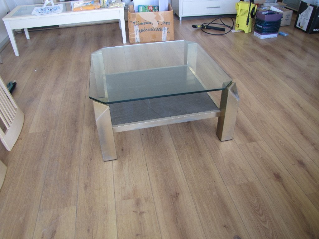table de salon Alain DELON Style, Maison & Meubles, Verre, 50 à 100 cm, Carré, Enlèvement