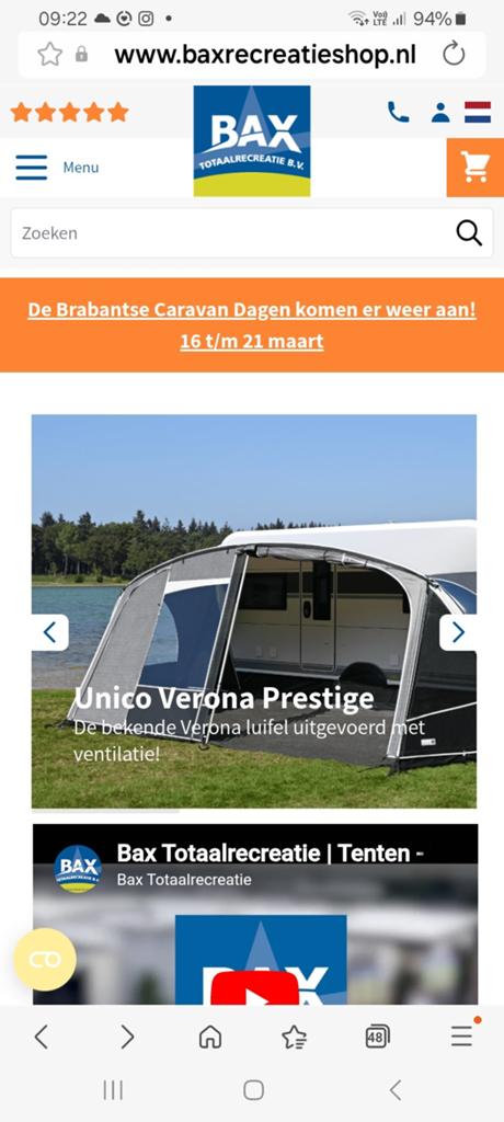 Auvent de caravane Unico Verona avec auvent avant, taille 11, Enlèvement