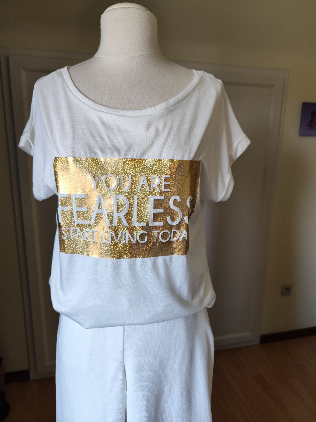 wit t-shirt met goud, nieuw zonder kaartje, Ophalen of Verzenden, Goud