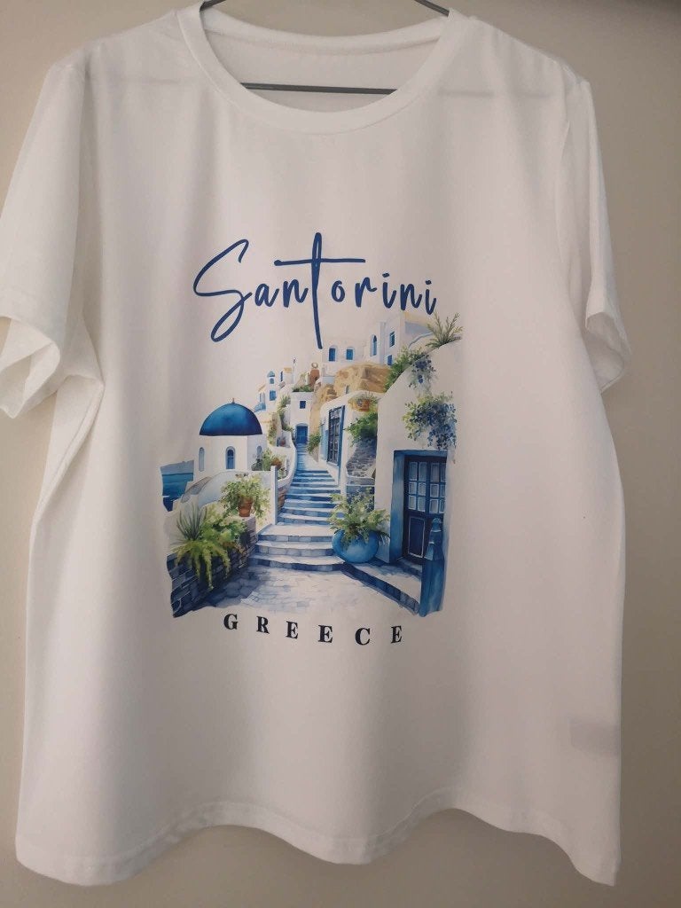 T-shirt van Santorini, Kleding | Dames, Ophalen, Wit, Maat 42/44 (L), Nieuw