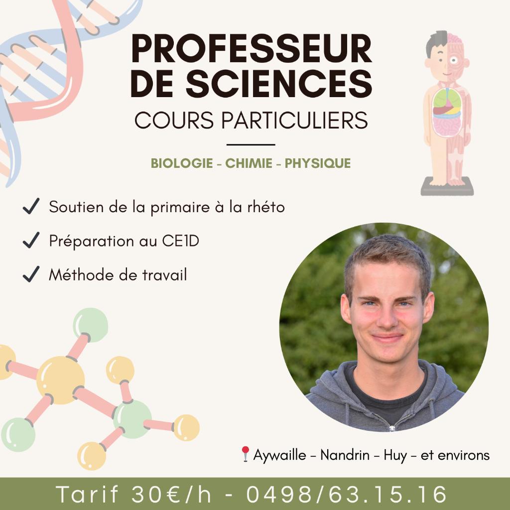 Professeur de sciences - cours particuliers, Enlèvement, Neuf