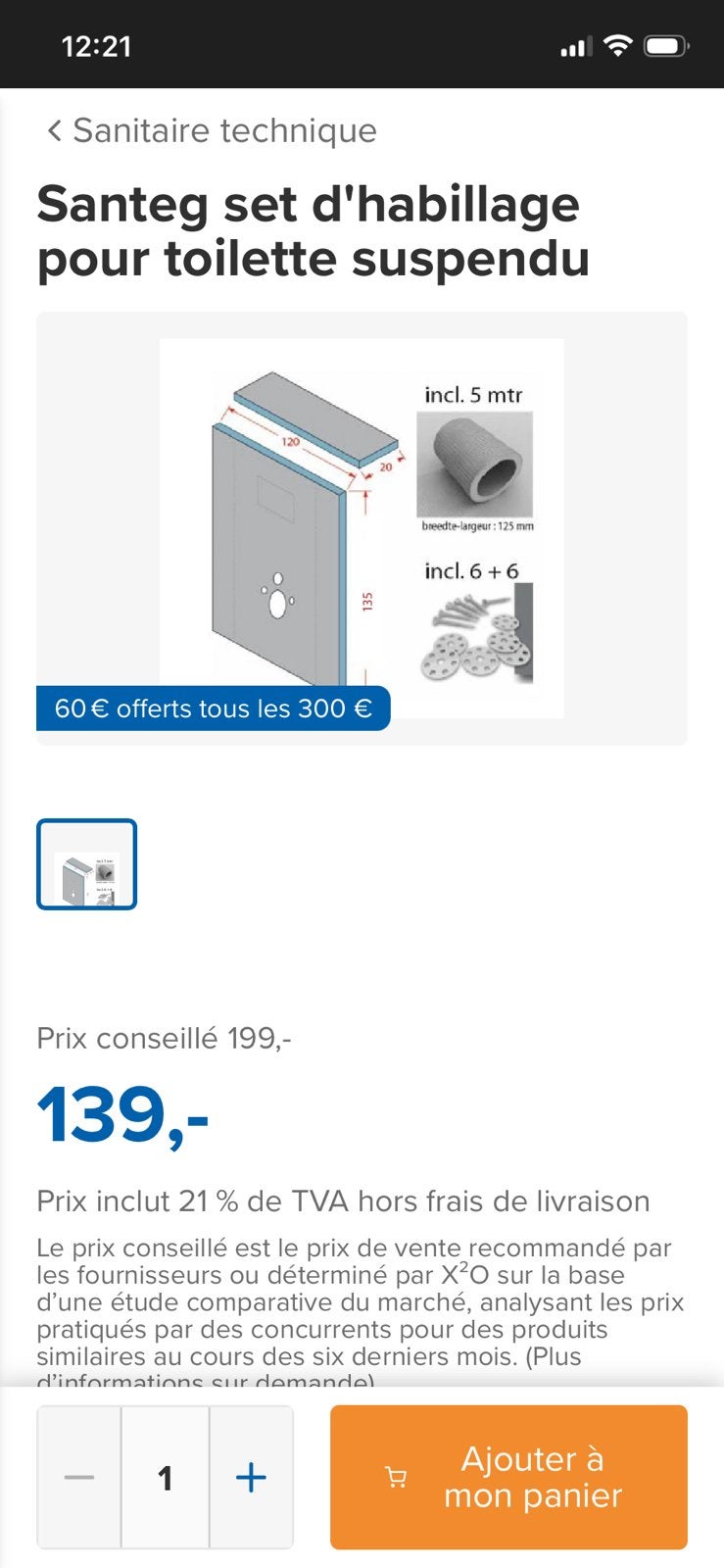 Habillage wc suspendu santeg neuf, Enlèvement, Neuf
