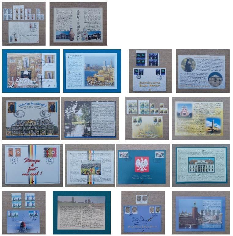 9 herdenkingskaarten met dagstempel, Enlèvement ou Envoi, Non oblitéré, Oblitération 1er jour