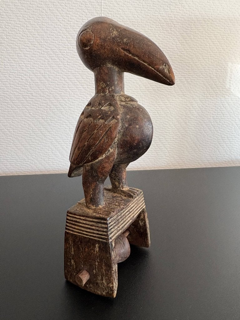 2 Afrikaanse weefkatrollen, Antiquités & Art, Brun, Bois, Sculpté, 20 cm