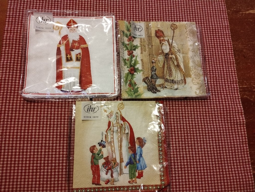 9 decoupage servetten sint, Verzenden, Overige thema's, Nieuw, Meerkleurig