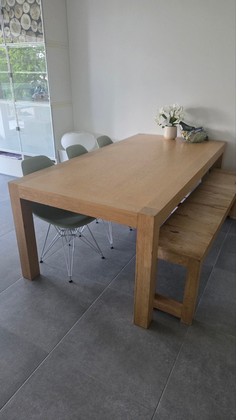 Massief eiken tafel en 3 GRATIS stoelen, Ophalen