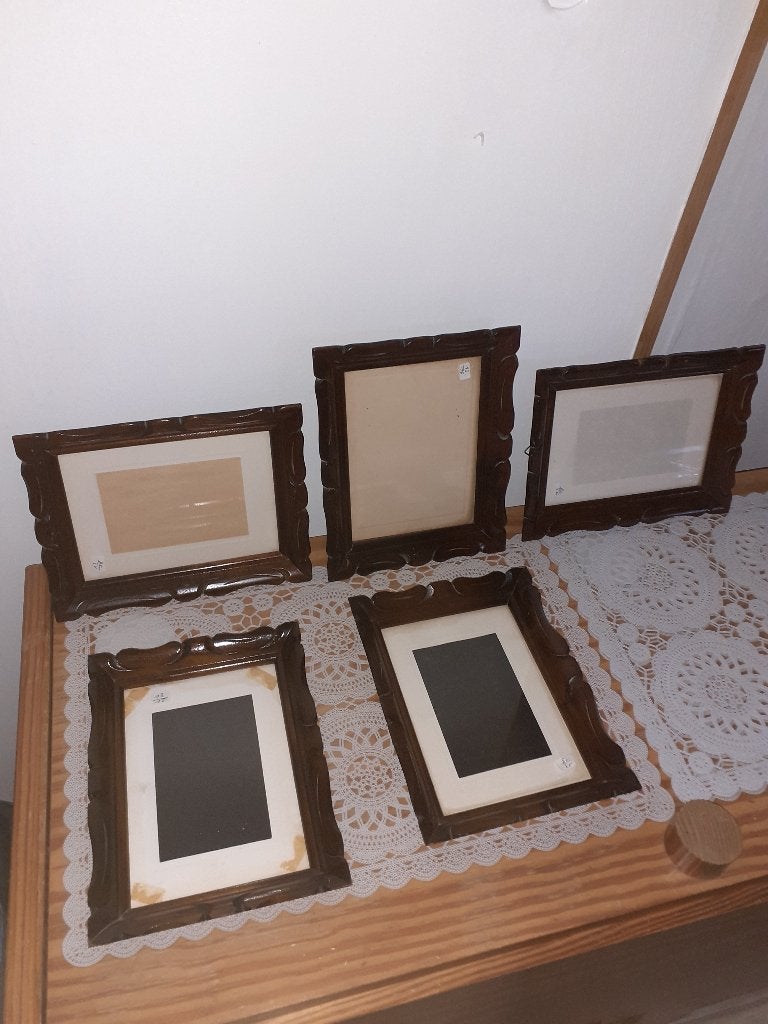 Cadres photos en bois moulurés de couleur marron (lot de 5), Enlèvement, Utilisé, Marron, Avec bordure décorative