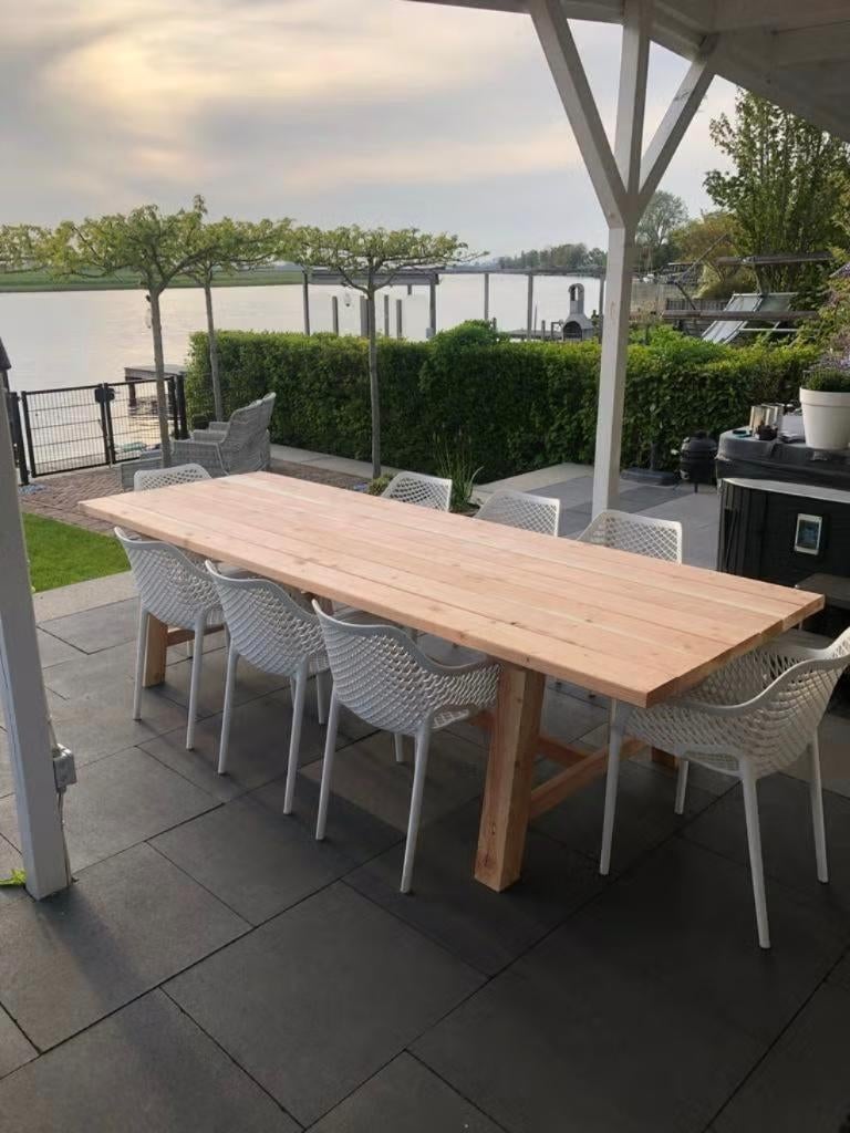 houten tuintafel + bankje op maat – robuust & stijlvol, Tuin en Terras, Ophalen of Verzenden, Hout, Bank