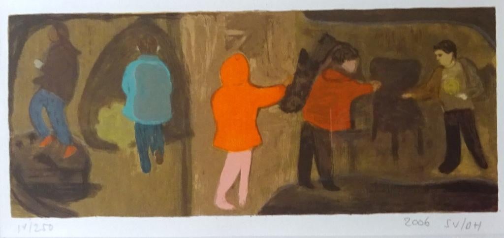 litho, 14/250, figuren, 2006 SV/DH, Ophalen of Verzenden