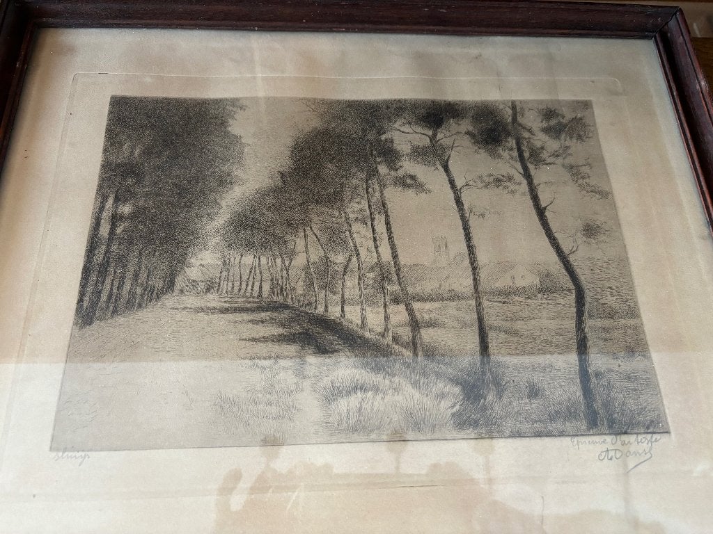 lithographie d'Auguste Danse, Antiquités & Art, Enlèvement ou Envoi, Paysages, Lithographie, Signé