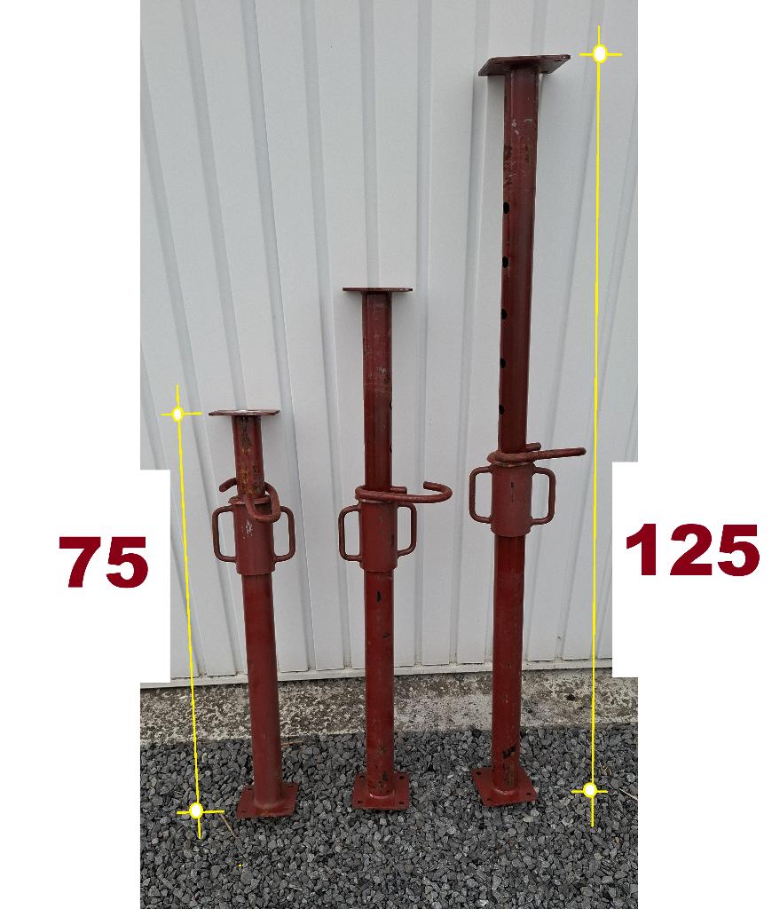 Etançons NEUFS 75-125cm, 18€/pce, Ecaussinnes, Doe-het-zelf en Bouw, Steigers, Nieuw, Overige typen, Minder dan 2 meter, Ophalen