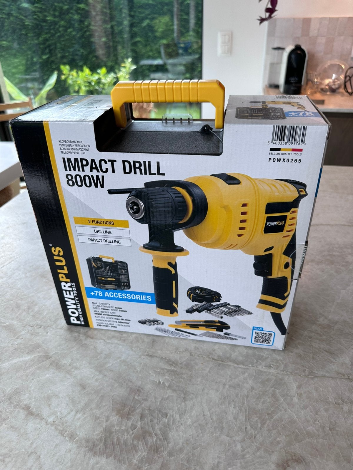 Nieuw - Powerplus klopboor 800W + 78 accessoires, Bricolage & Construction, Outillage | Foreuses, Enlèvement, Comme neuf