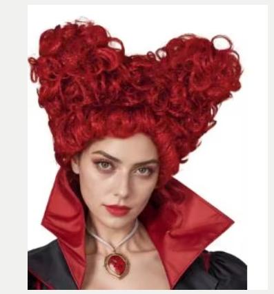 Perruque cosplay de luxe Red Queen avec cheveux synthétiques